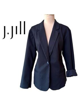 J. JILL Black Blazer One-Button Washable Stretch Jacket (XLP)